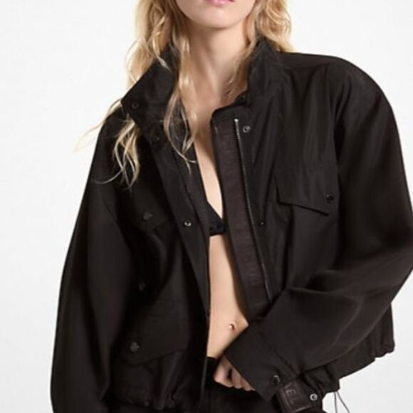 *NWT* Michael Kors Logo Tape Anorak Designer Jacket Women's Black-Medium - $295 - Picture 4 of 4